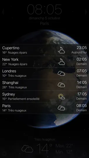 Capture d'écran de Living Earth - Clock & Weather sur iPhone 5