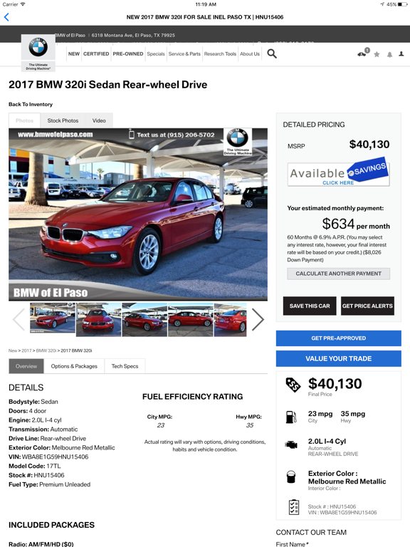 BMW of El Paso iPad screenshot 4 - Shopping app