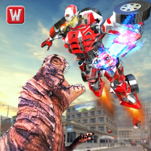 Dinosaur Vs Robot Car War iOS App