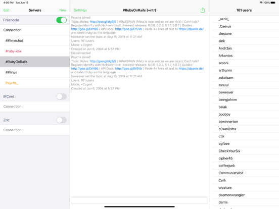 LimeChat - IRC Client iPad app afbeelding 1