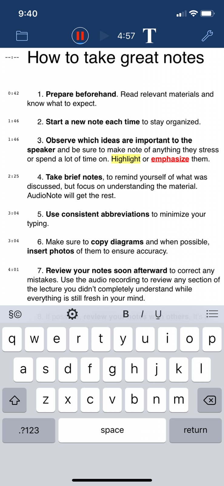 AudioNote™ iphone screenshot 7