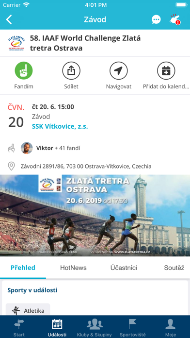 Sportuj v Ostravě: Týmy, Akce Screenshot