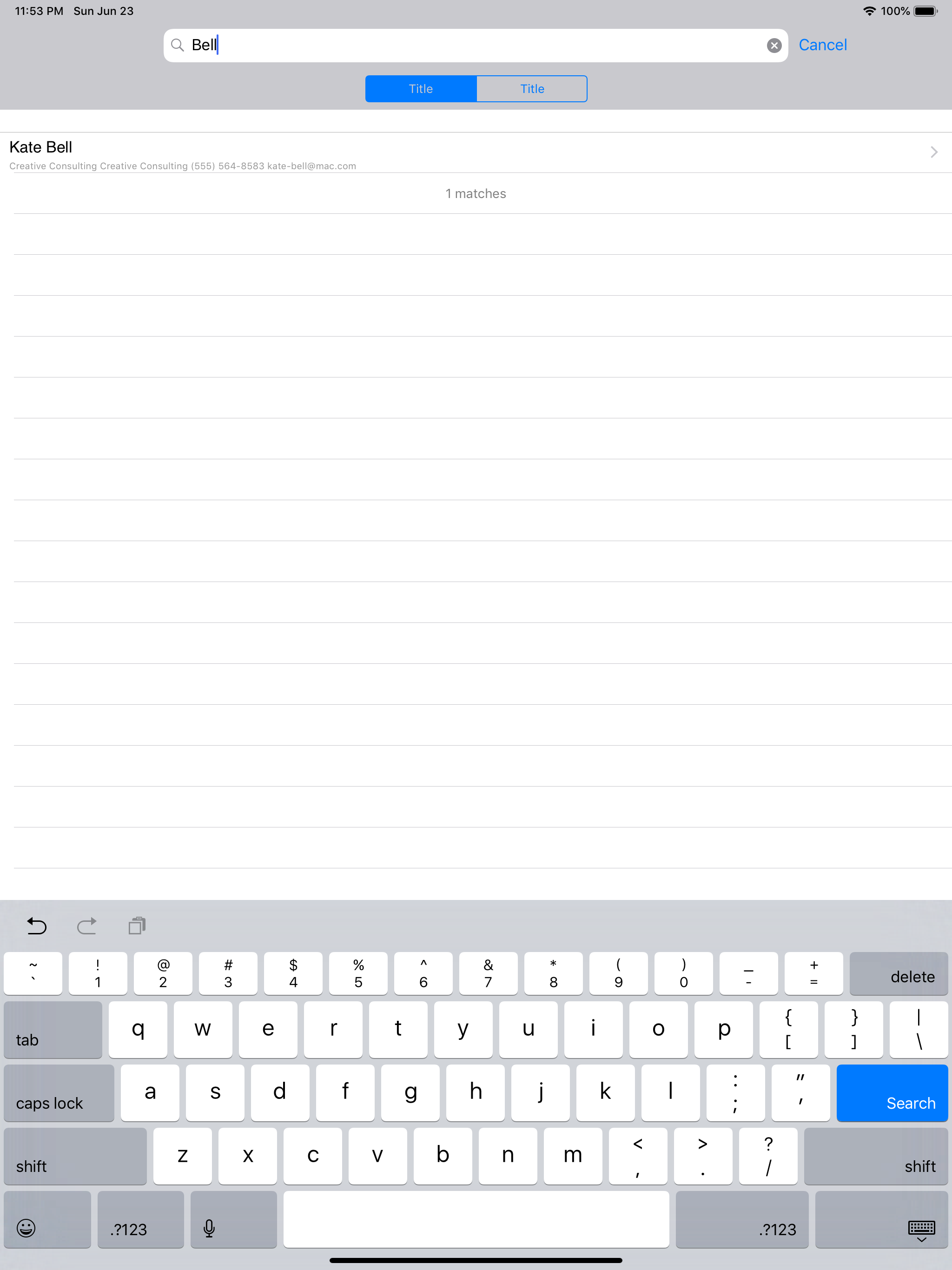 Contacts last entries & search