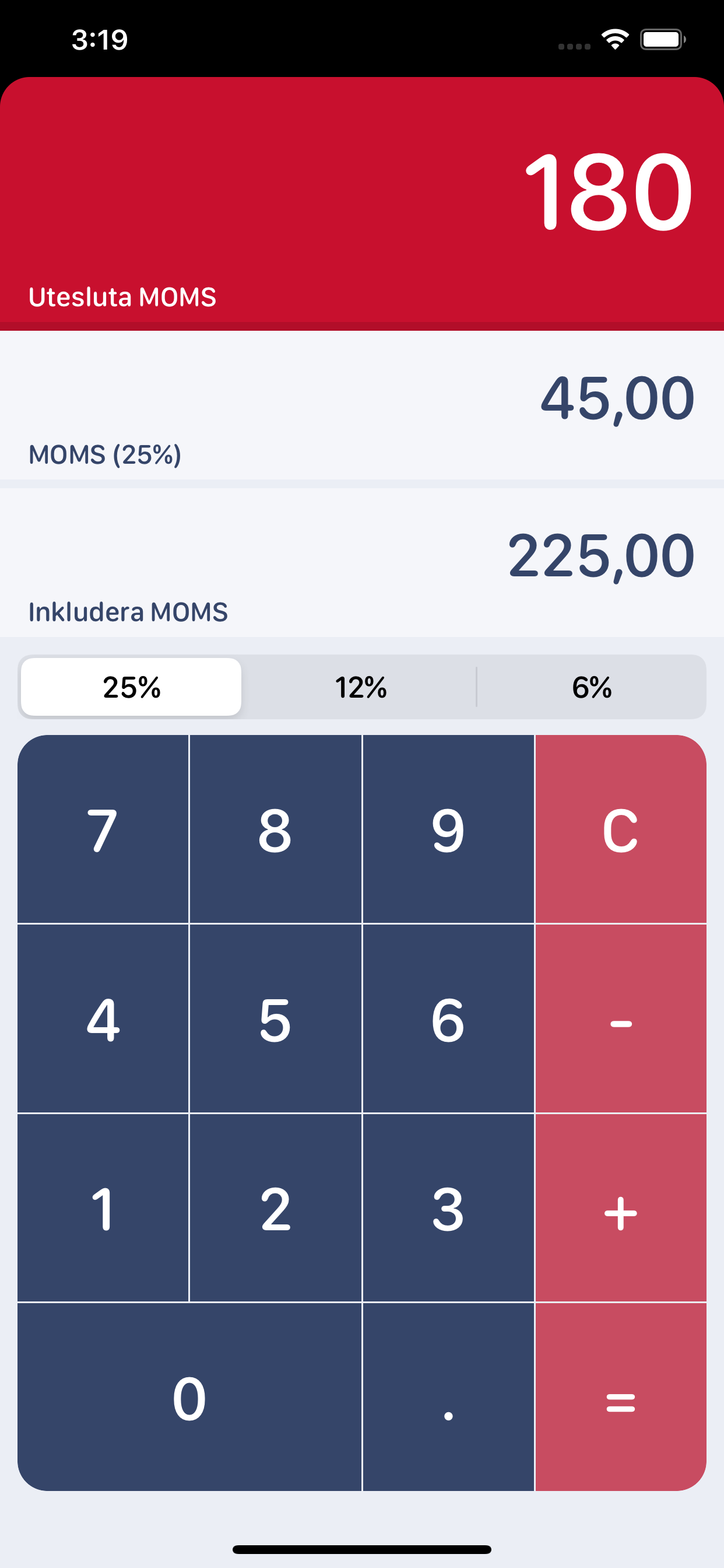 Swedish MOMS Calculator