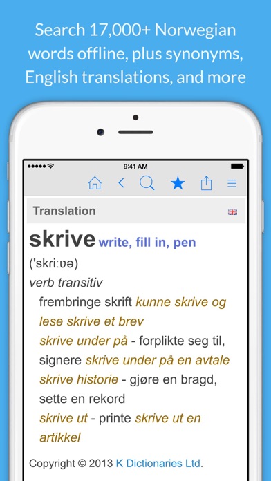 Norwegian Dictionary. Screenshot