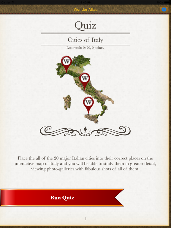 Italy. The Wonder Atlas Quiz iPad screenshot
