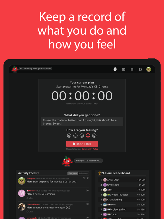 Timmy - Social Pomodoro Timer iPad screenshot 2 - Productivity app