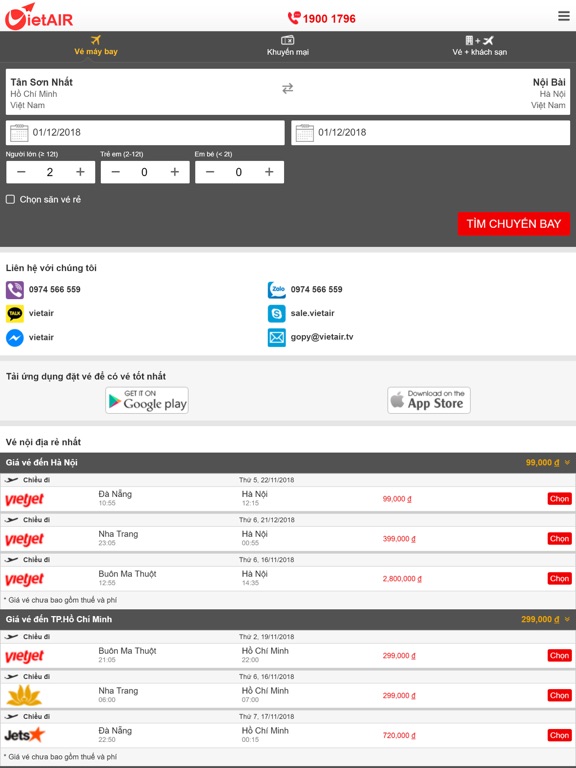 VietAIR - Vé máy bay iPad screenshot 8 - Travel app