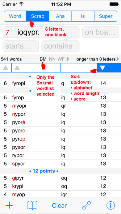 NO Words Finder PRO/Norwegian Screenshot