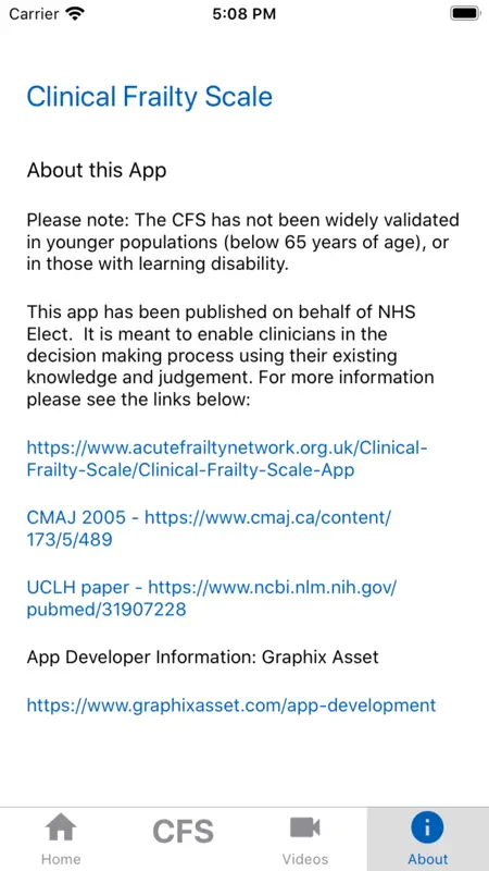 Clinical Frailty Scale (CFS) screenshot 4 of 4