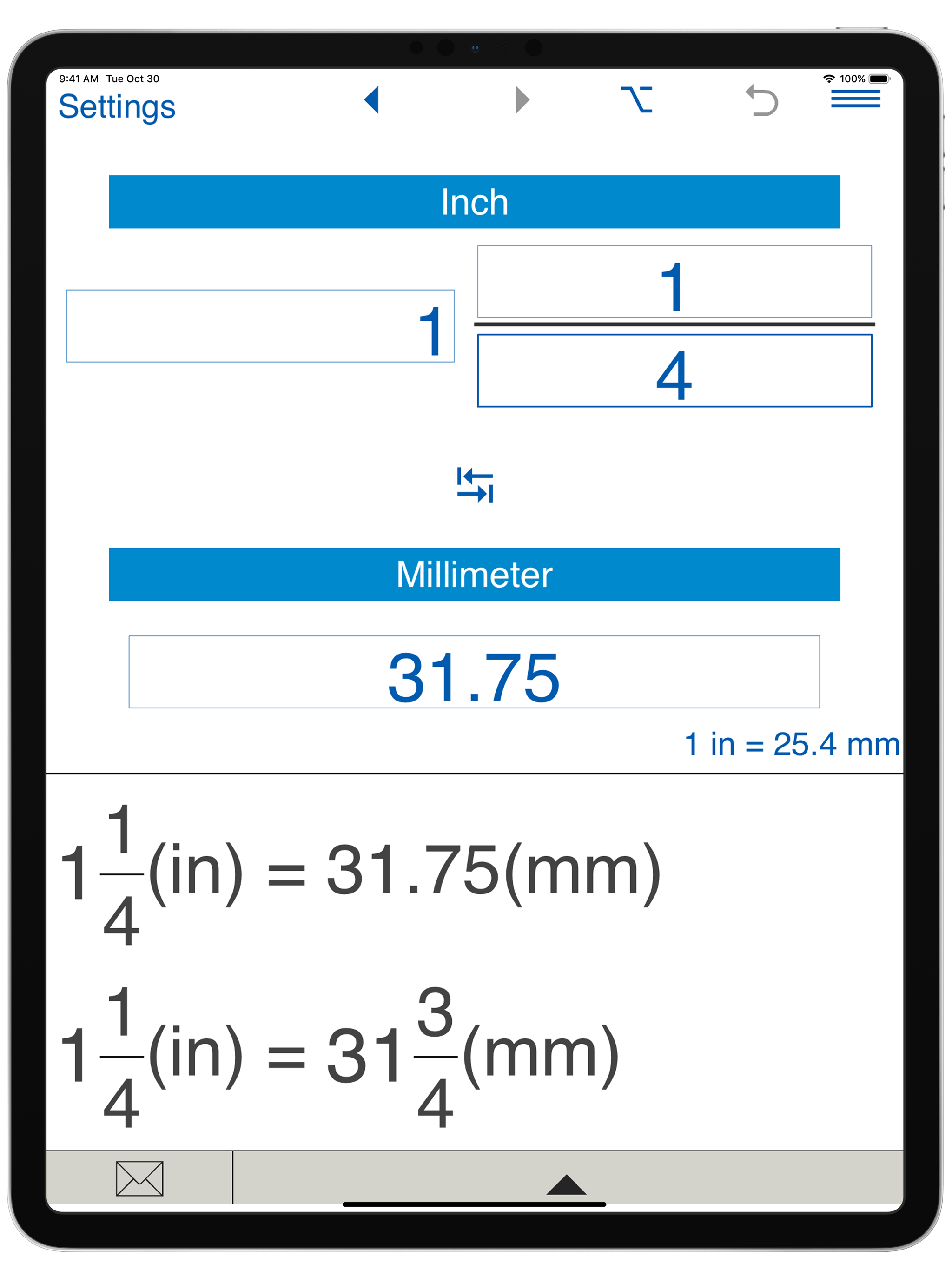Inches to mm converter