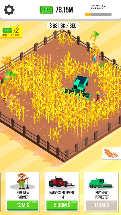 Harvester idle : cut the weed