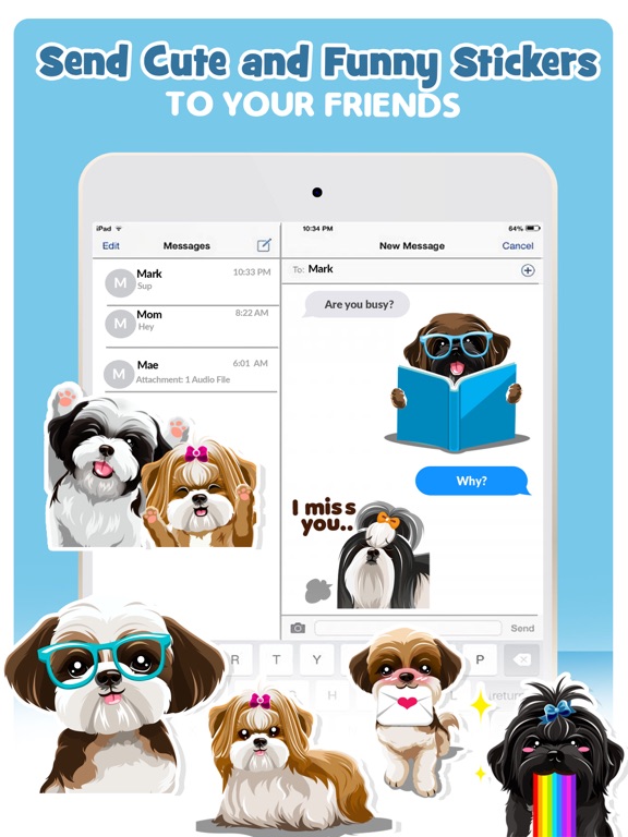 Shih Tzu Dog Emojis Stickers iPad screenshot 4 - Stickers app