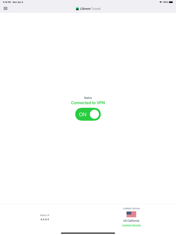 Librem Tunnel iPad screenshot 2 - Utilities app