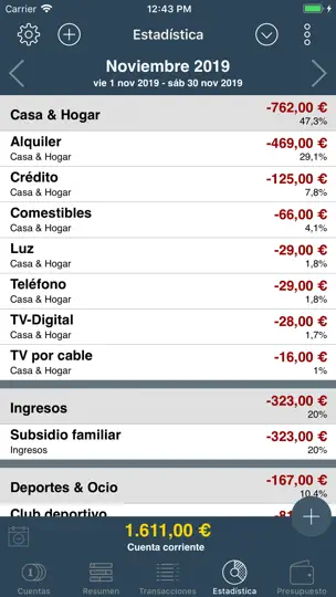 Captura de pantalla de My Budget Book en iPhone 7