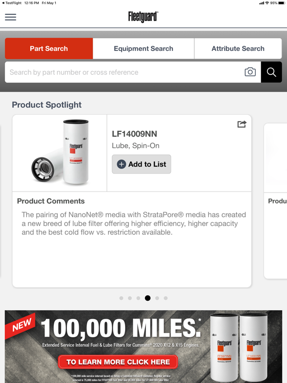 Fleetguard Catalog iPad screenshot 1 - Business app