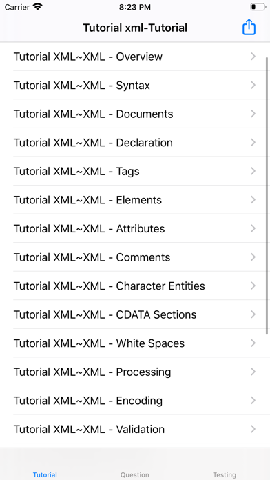 Tutorial for XML Screenshot