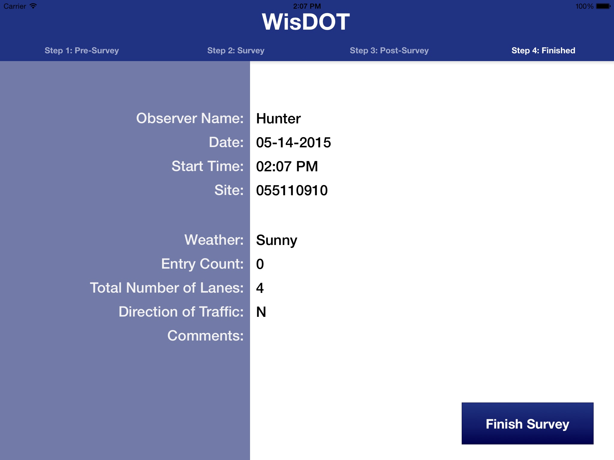 WisDOT Seat Belt Survey screenshot 2