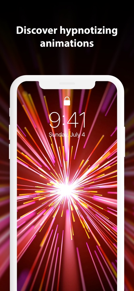 Live Wallpaper ∘ for Me - Witness the captivating effect of a hypnotizing light burst animation, featuring vibrant red and yellow streaks, designed to instantly draw the eye on the lock screen.