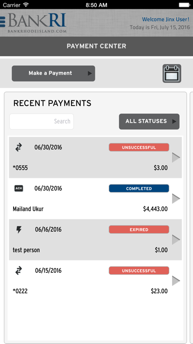 BankRI Cash Management Screenshot
