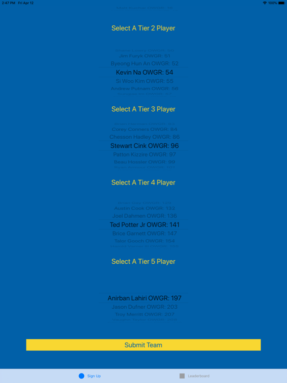 Heritage Pick'em iPad screenshot 2 - Sports app