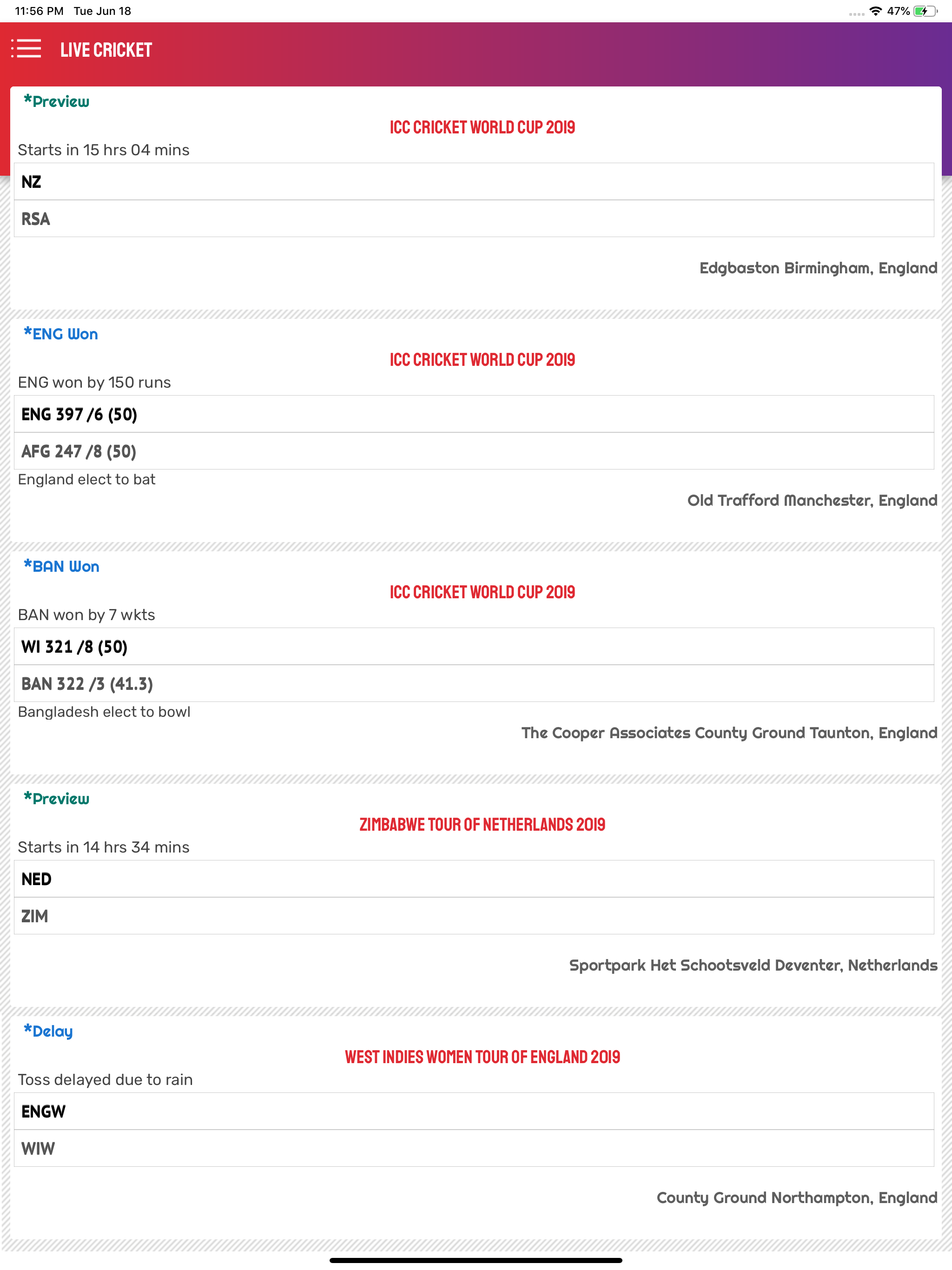 Live Score 2019 - IPL,BPL,BBL screenshot 8