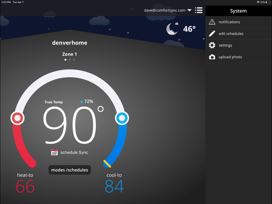 Comfort Sync® Thermostat iPad screenshot 5 - Utilities app