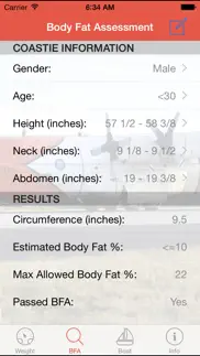 coast guard fitness calculator iphone screenshot 2