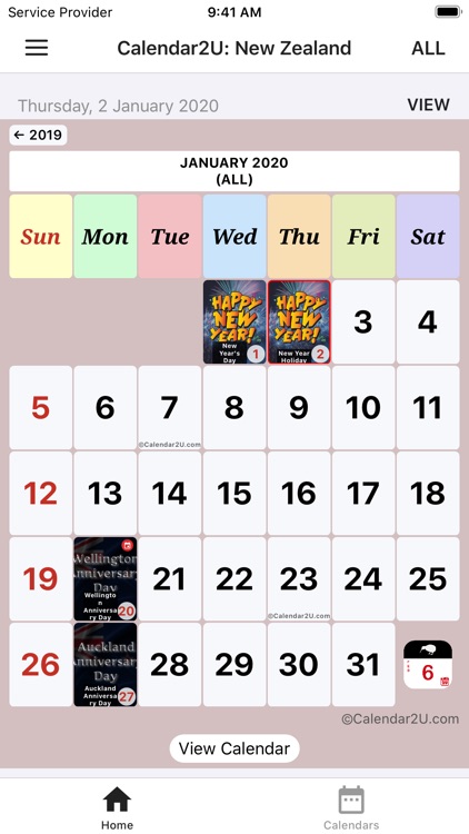 New Zealand Calendar 2020-2021