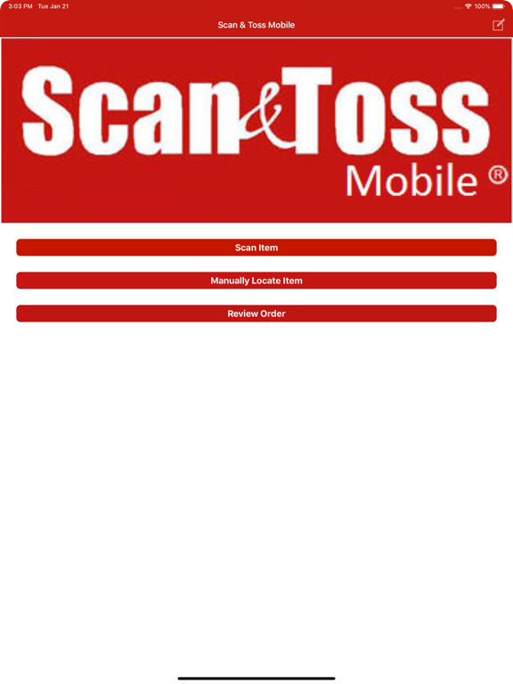 Scan & Toss Mobile iPad screenshot 1 - Business app