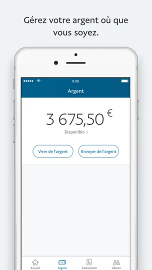 Capture d'écran de PayPal Business sur iPhone 5