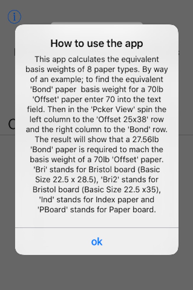 Equivalent Basis Weights screenshot 2