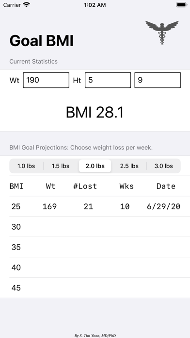 Goal BMI Screenshot