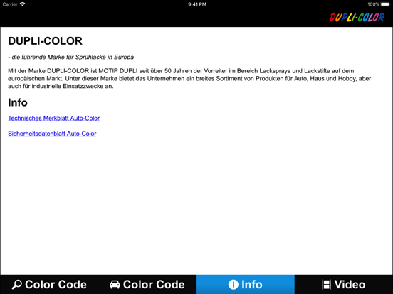 DUPLI-COLOR Color Search iPad screenshot