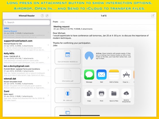 Screenshot #5 pour Winmail Reader Lite