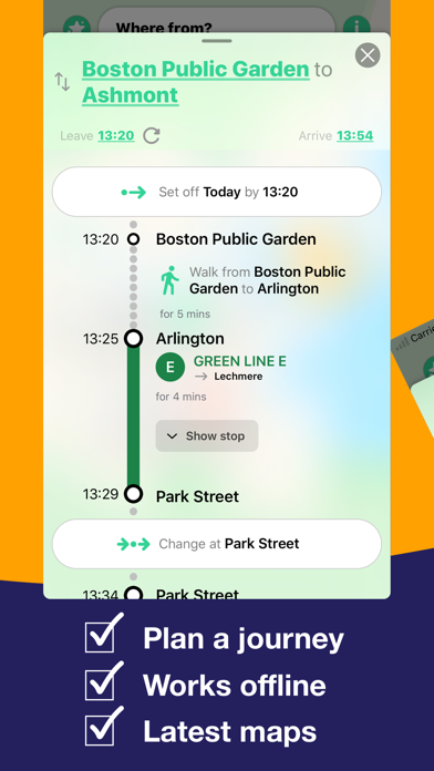 Boston T Subway Map & Routing Screenshot