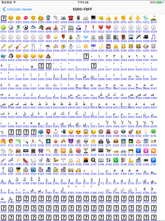 Unicode viewer screenshot 2