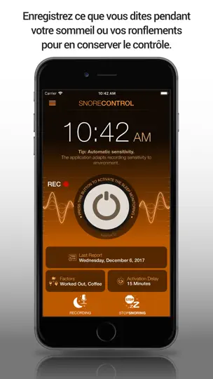 Capture d'écran de Snore Control Suivi Ronflement sur iPhone 1