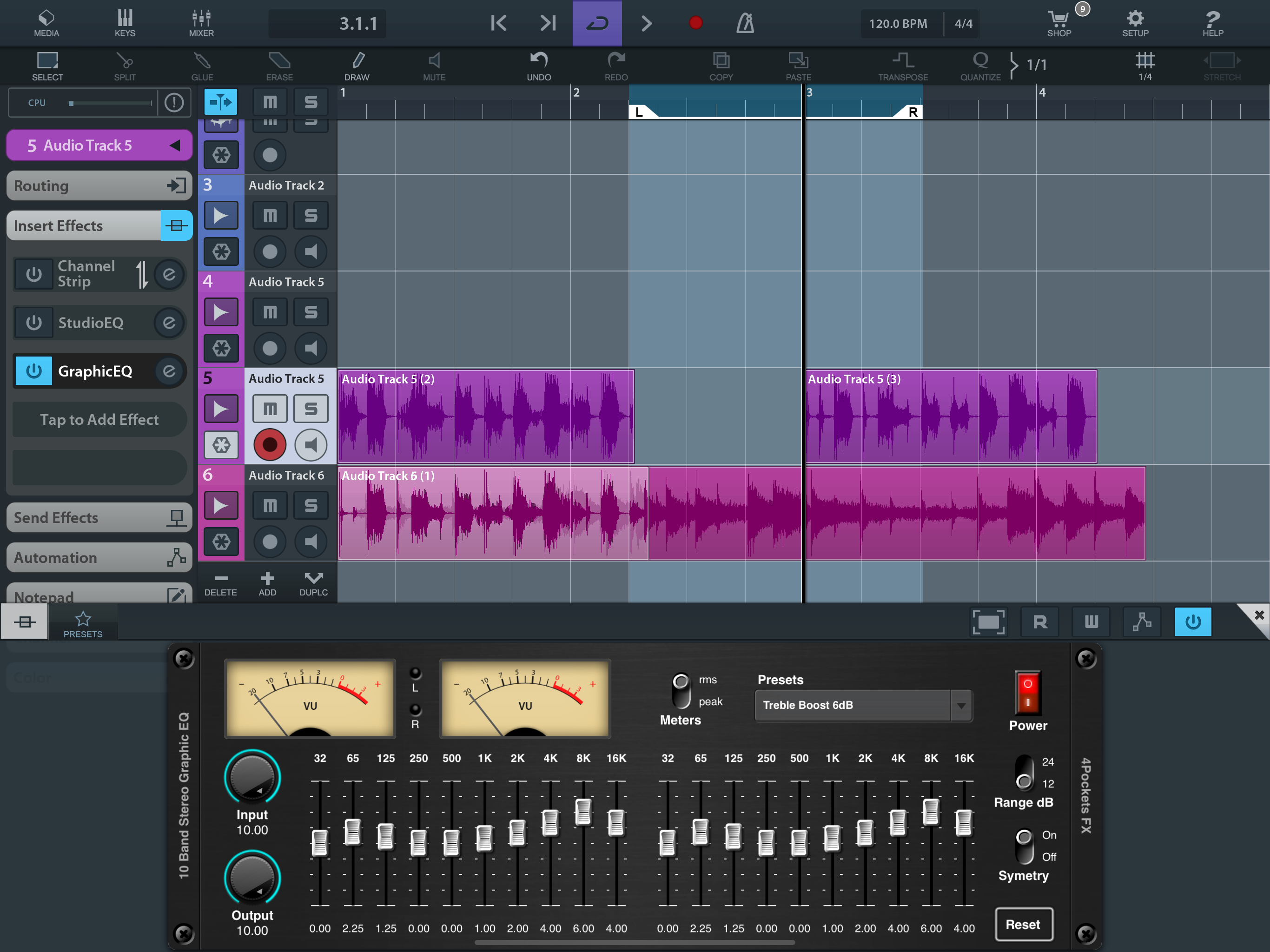 Stereo Graphic EQ AUv3 Plugin