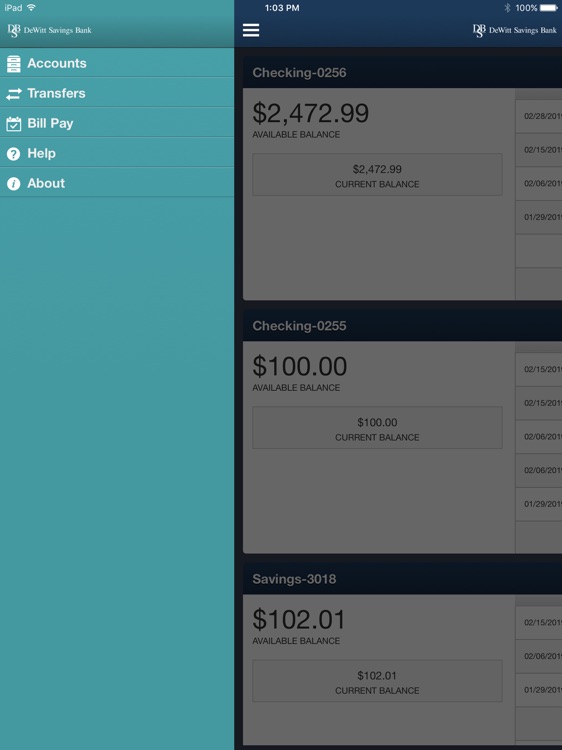 Dewitt Savings Bank for iPad