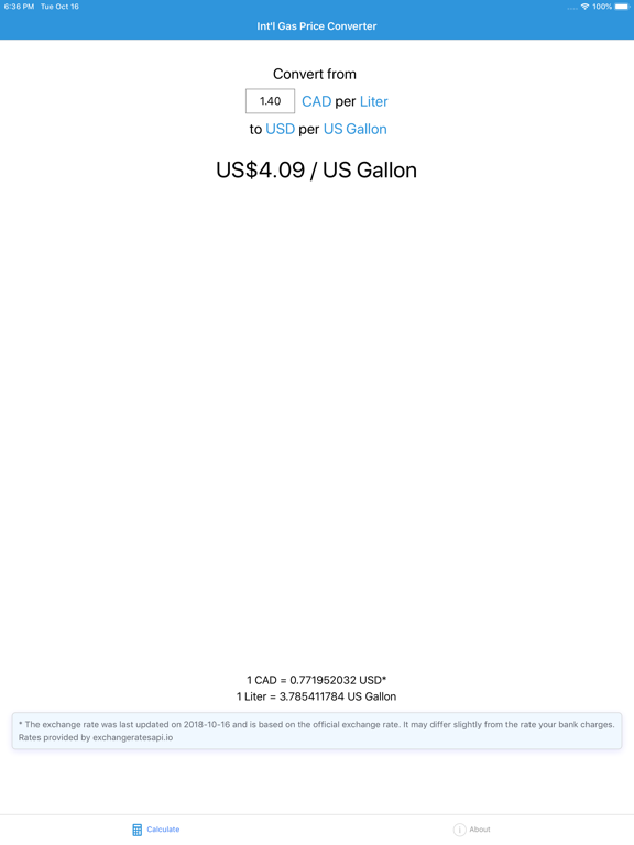 Screenshot #4 pour Int'l Gas Price Converter