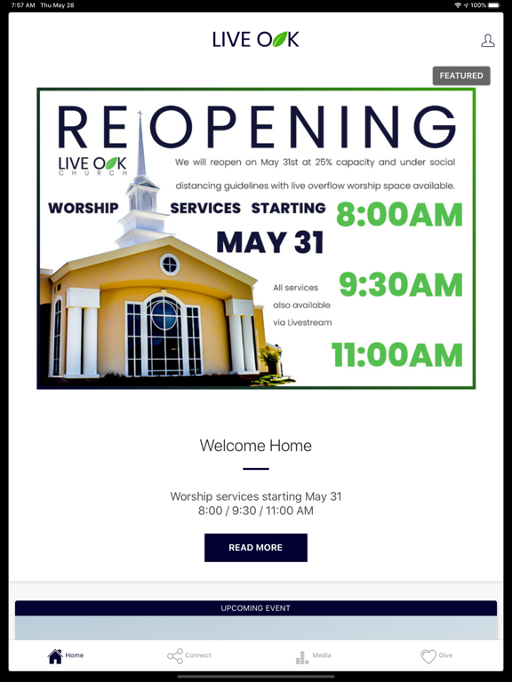 Live Oak Church iPad screenshot 1 - Lifestyle app