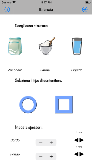 Bilancia da cucina Schermata dell'app