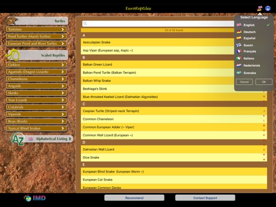 EuroReptiles iPad screenshot 6 - Reference app