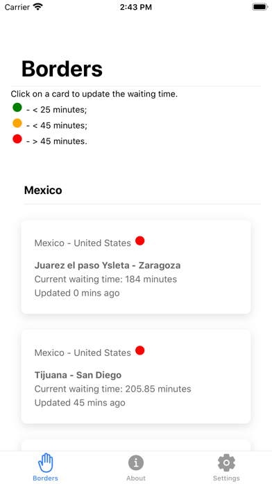 Border Waiting Times Screenshot