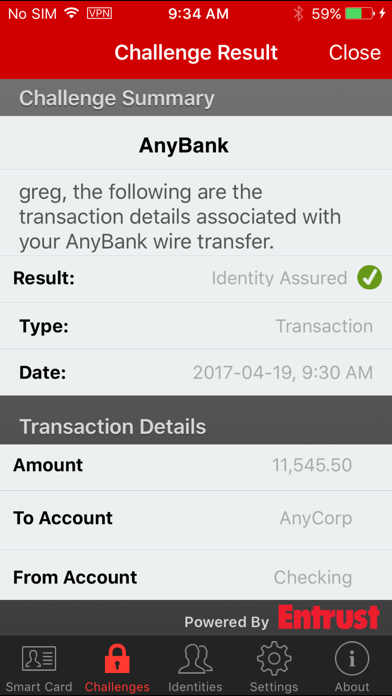 Screenshot #2 pour Entrust IG Mobile Smart Cred