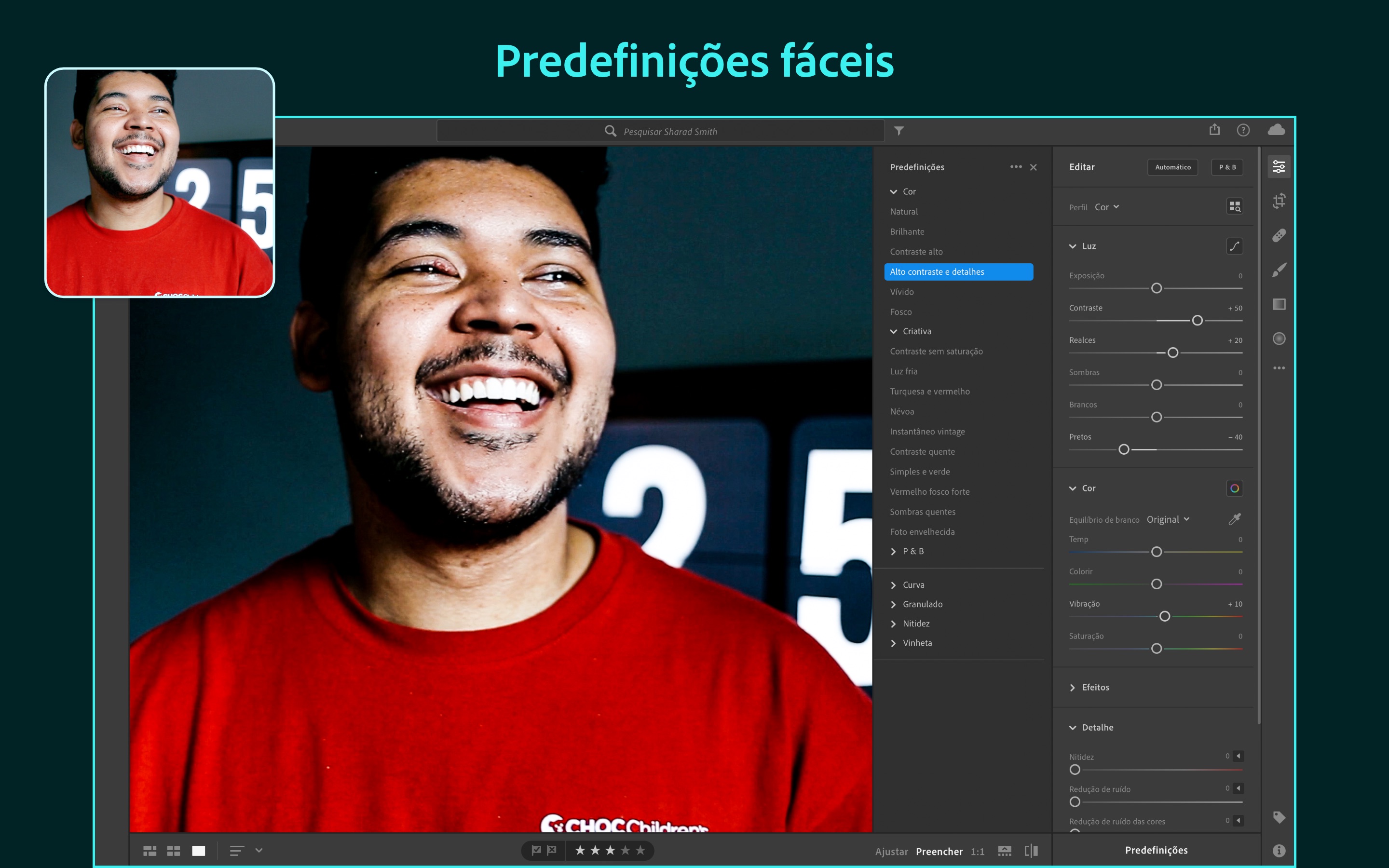 Screenshot do app Adobe Lightroom