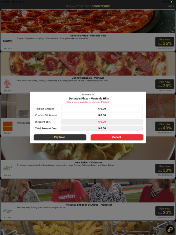 Tuscaloosas Own SmartCard iPad screenshot 3 - Entertainment app