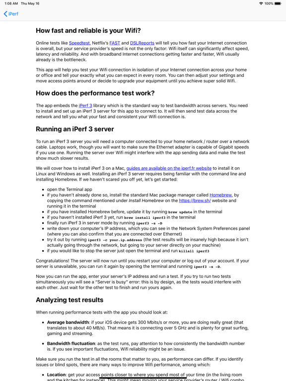 iPerf 3 Wifi Speed Test iPad screenshot 3 - Utilities app