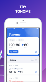Tonome: Blood Pressure Monitor screenshot